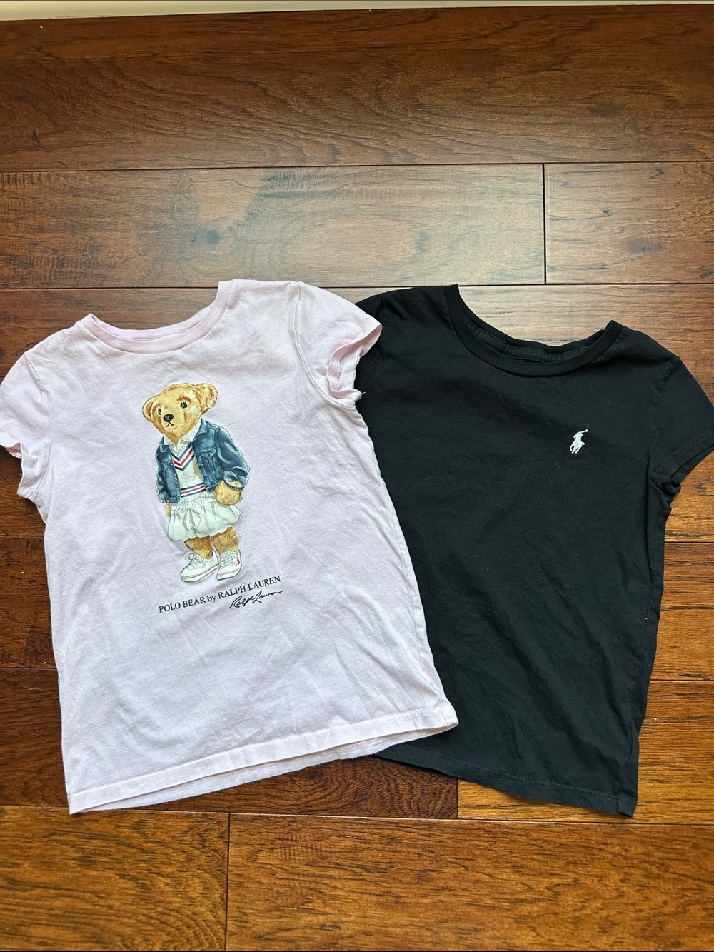 Polo by Ralph Lauren Pink Bear Tee & Black Logo Tee - Kids Short Sleeve